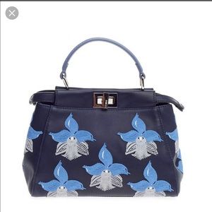 Fends peekaboo orchid embroidered mini tote